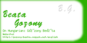 beata gozony business card